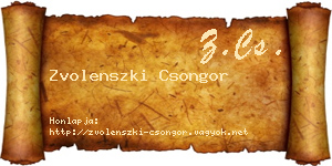 Zvolenszki Csongor névjegykártya